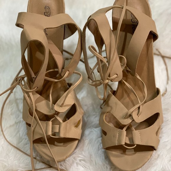 Beige Strappy Sandals - Picture 2 of 2